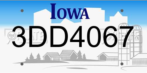 3DD4067 Iowa License Plate