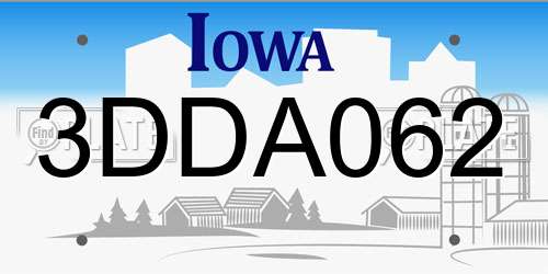 3DDA062 Iowa License Plate