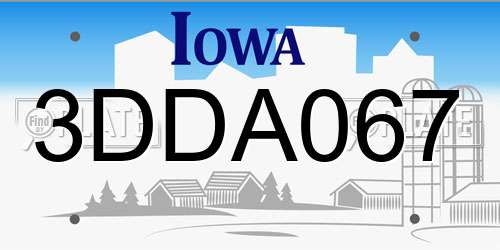 3DDA067 Iowa License Plate