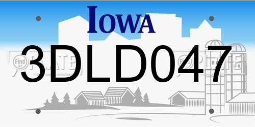 3DLD047 Iowa License Plate