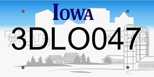 3DLO047 Iowa License Plate