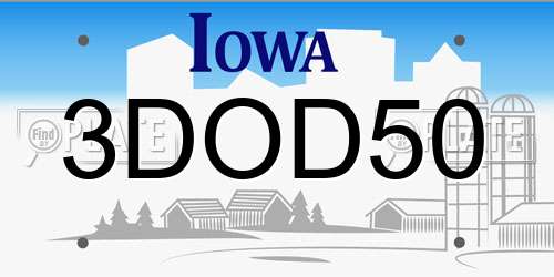 3DOD50 Iowa License Plate