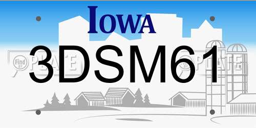 3DSM61 Iowa License Plate