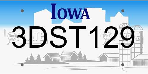 3DST129 Iowa License Plate