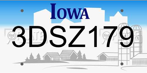 3DSZ179 Iowa License Plate