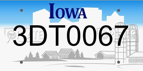 3DT0067 Iowa License Plate