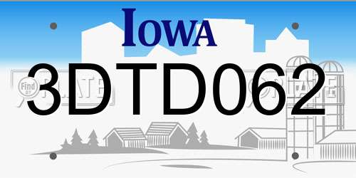 3DTD062 Iowa License Plate