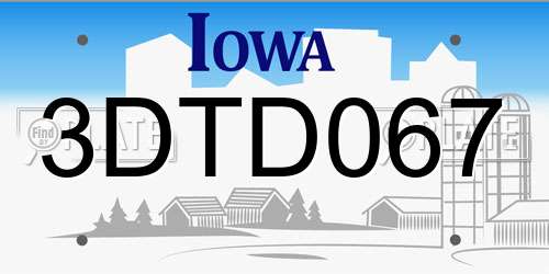 3DTD067 Iowa License Plate