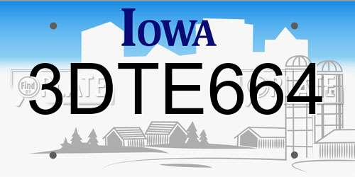 3DTE664 Iowa License Plate