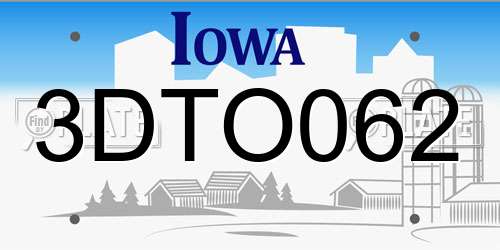 3DTO062 Iowa License Plate