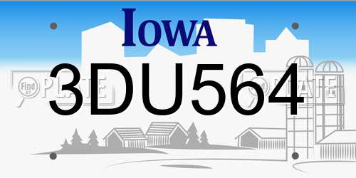 3DU564 Iowa License Plate