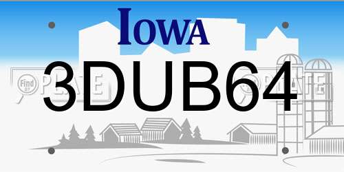 3DUB64 Iowa License Plate
