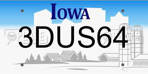 3DUS64 Iowa License Plate