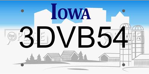 3DVB54 Iowa License Plate