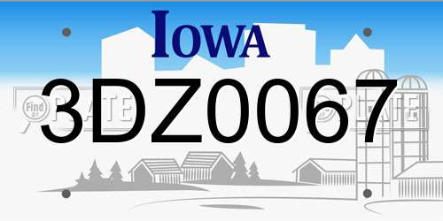 3DZ0067 Iowa License Plate