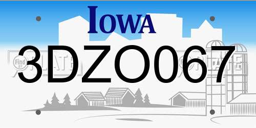 3DZO067 Iowa License Plate