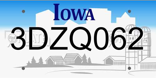 3DZQ062 Iowa License Plate