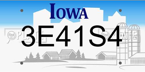 3E41S4 Iowa License Plate