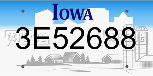 3E52688 Iowa License Plate