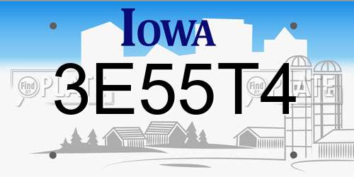 3E55T4 Iowa License Plate