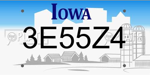 3E55Z4 Iowa License Plate