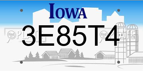 3E85T4 Iowa License Plate