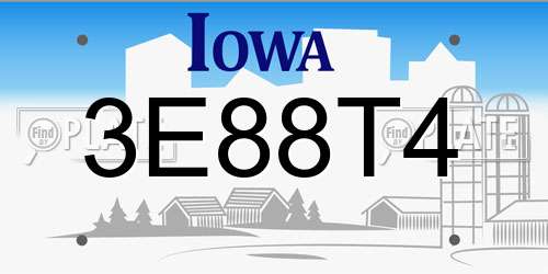3E88T4 Iowa License Plate