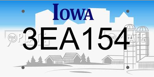 3EA154 Iowa License Plate