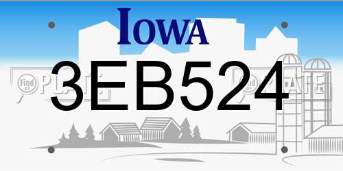 3EB524 Iowa License Plate