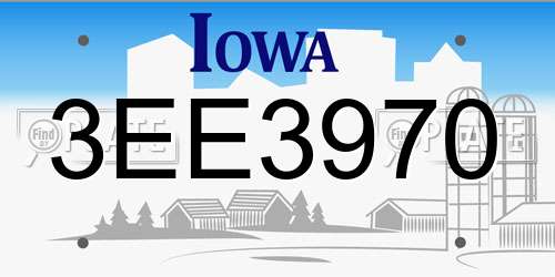 3EE3970 Iowa License Plate