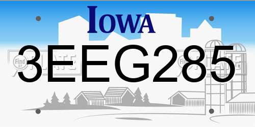3EEG285 Iowa License Plate