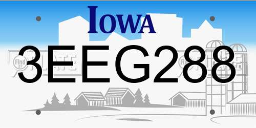 3EEG288 Iowa License Plate