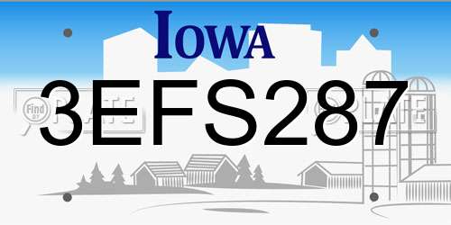 3EFS287 Iowa License Plate