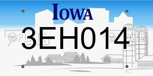 3EH014 Iowa License Plate