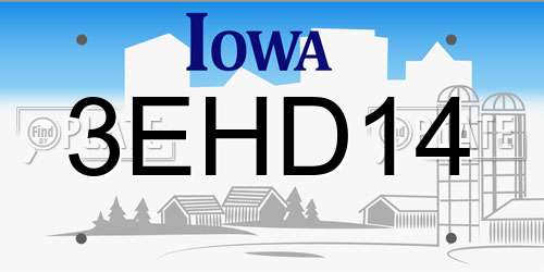 3EHD14 Iowa License Plate