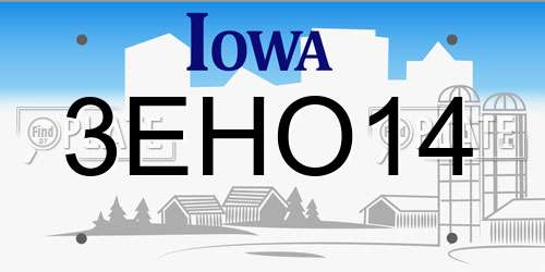 3EHO14 Iowa License Plate