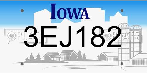 3EJ182 Iowa License Plate
