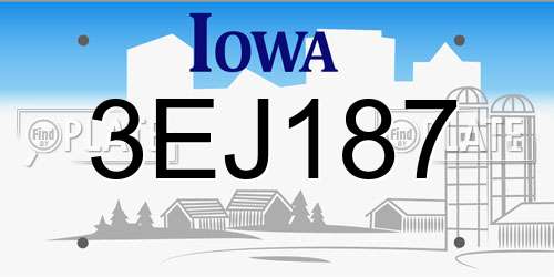 3EJ187 Iowa License Plate