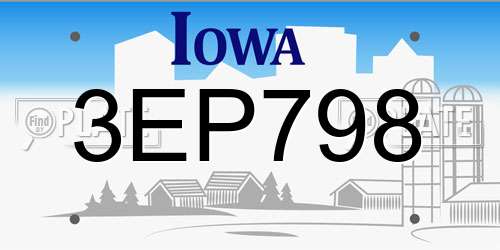 3EP798 Iowa License Plate