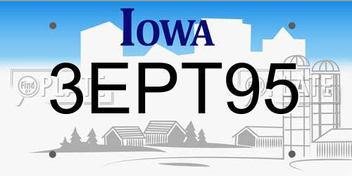 3EPT95 Iowa License Plate