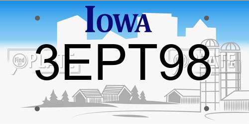 3EPT98 Iowa License Plate