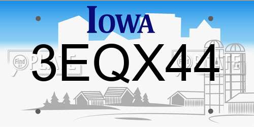 3EQX44 Iowa License Plate