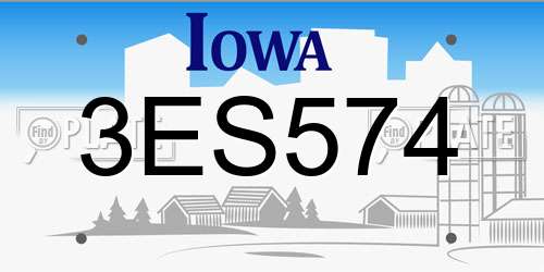 3ES574 Iowa License Plate