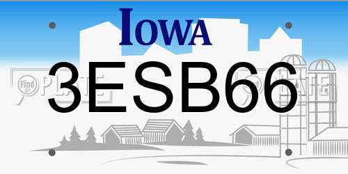 3ESB66 Iowa License Plate