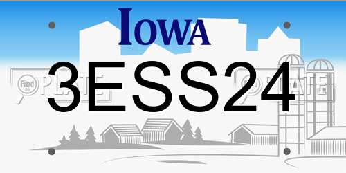 3ESS24 Iowa License Plate