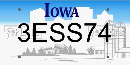 3ESS74 Iowa License Plate