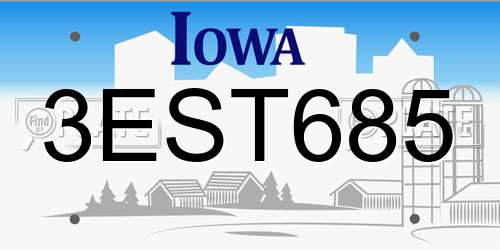 3EST685 Iowa License Plate