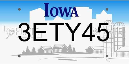 3ETY45 Iowa License Plate