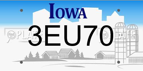 3EU70 Iowa License Plate
