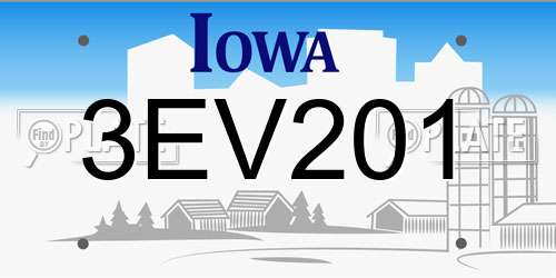 3EV201 Iowa License Plate